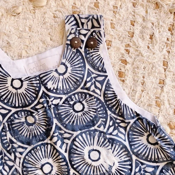 CLOUD COTTON Navy White shibori tie dye print cotton romper size 00 summer baby - Picture 2 of 6